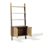 Bibliothèque échelle de 180 cm avec armoire, 4 étagères ouvertes et rangement à 2 portes, marron