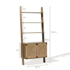 Bibliothèque échelle de 180 cm avec armoire, 4 étagères ouvertes et rangement à 2 portes, marron
