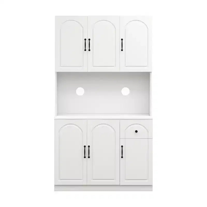 Armoire de cuisine blanche avec comptoir pour micro-ondes, 180 cm.
