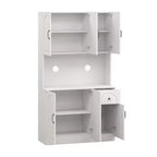 Armoire de cuisine blanche avec comptoir pour micro-ondes, 180 cm.