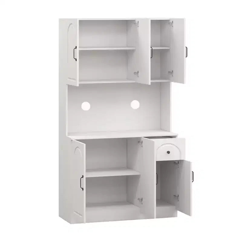 Armoire de cuisine blanche avec comptoir pour micro-ondes, 180 cm.