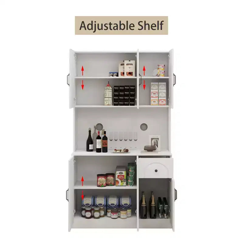Armoire de cuisine blanche avec comptoir pour micro-ondes, 180 cm.