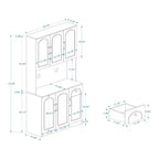 Armoire de cuisine blanche avec comptoir pour micro-ondes, 180 cm.