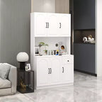 Armoire de cuisine blanche avec comptoir pour micro-ondes, 180 cm.