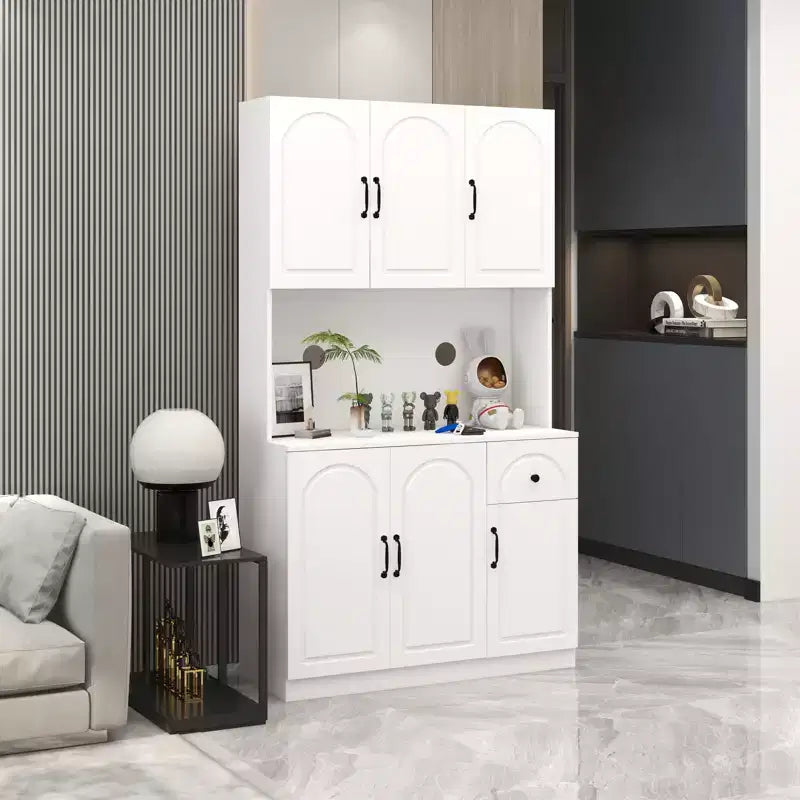 Armoire de cuisine blanche avec comptoir pour micro-ondes, 180 cm.