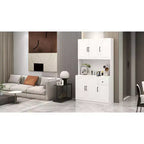 Armoire de cuisine blanche avec comptoir pour micro-ondes, 180 cm.