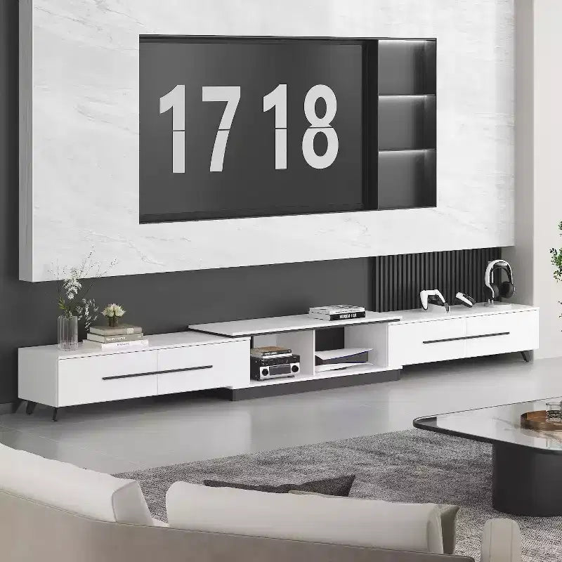 Hitow Extendable Modern TV Console Minimalist Design for Living Room Entertainment Centre