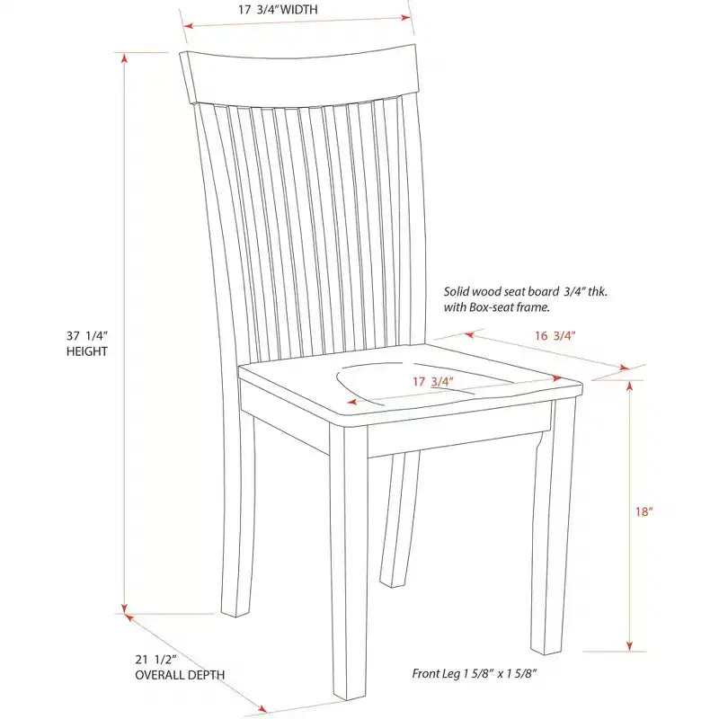 Chaises de salle à manger en bois massif, lot de 2 – Finition chêne naturel