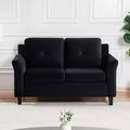 Home Imports Emporium Black Button Tufted Loveseat  Affordable Microfiber Sofa for Small Spaces, Durable Modern Living Room Furniture