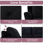 Causeuse en microfibre touffetée noire – Sofa compact pour petits espaces