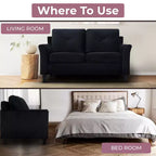 Causeuse en microfibre touffetée noire – Sofa compact pour petits espaces