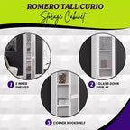Vitrine haute avec porte vitrée – 5 étagères, bois stratifié