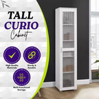 Vitrine haute avec porte vitrée – 5 étagères, bois stratifié