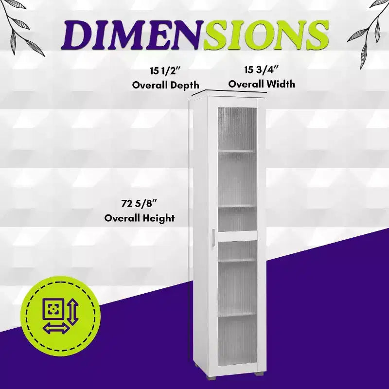 Vitrine haute avec porte vitrée – 5 étagères, bois stratifié