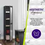Vitrine haute avec porte vitrée – 5 étagères, bois stratifié