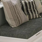 Banc de rangement d'angle en L avec assise rembourrée
