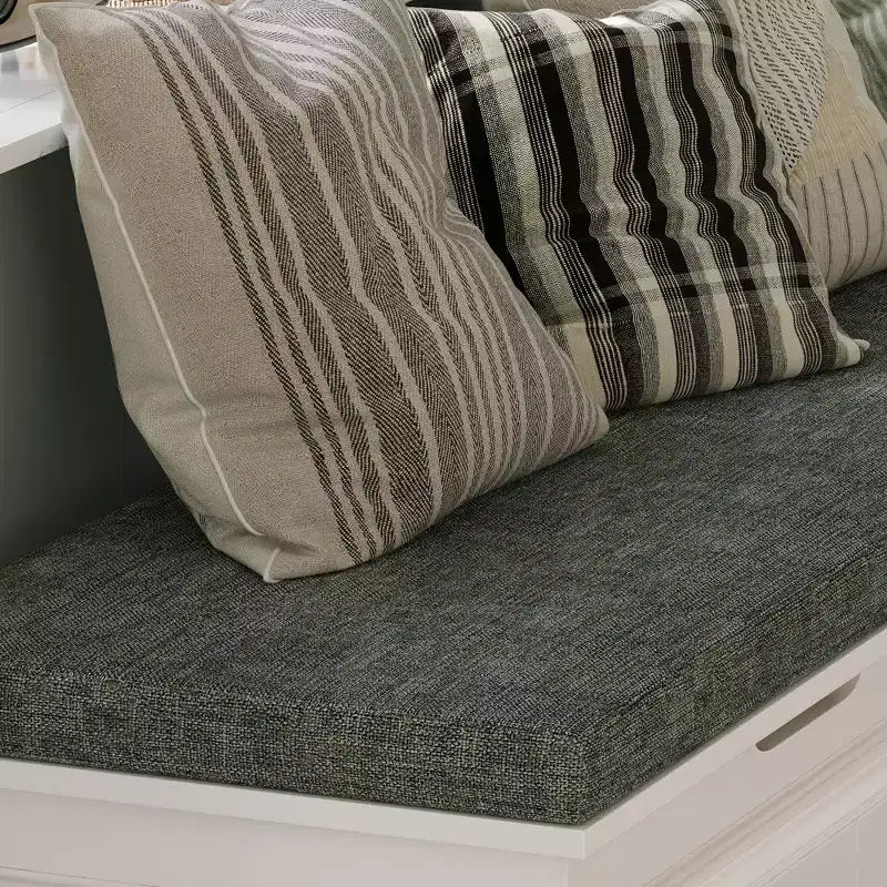 Banc de rangement d'angle en L avec assise rembourrée