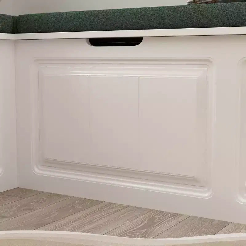 Banc de rangement d'angle en L avec assise rembourrée