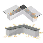 Banc de rangement d'angle en L avec assise rembourrée