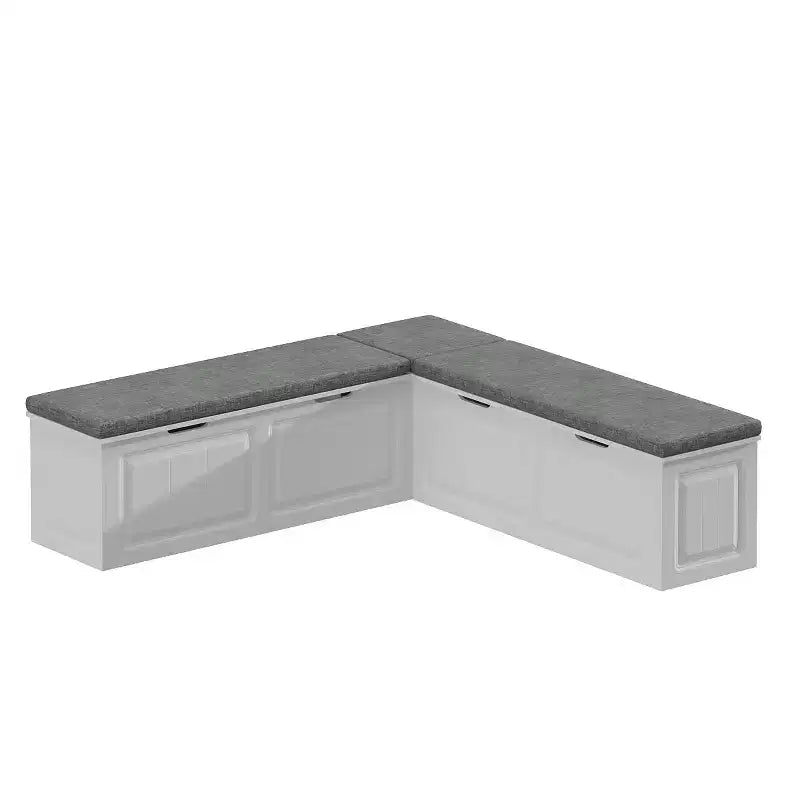 Banc de rangement d'angle en L avec assise rembourrée