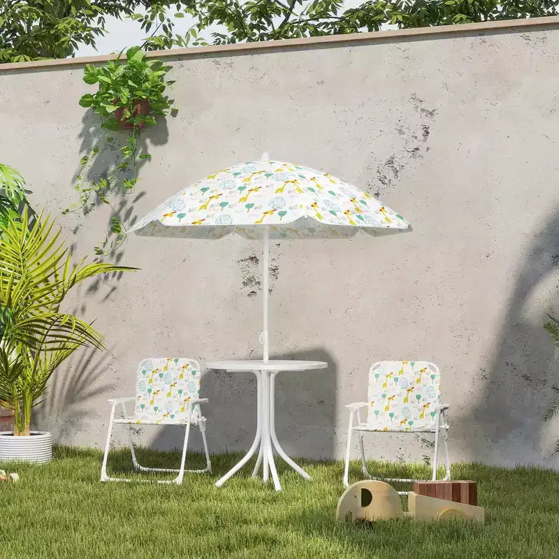Ensemble table de pique-nique et chaises pour enfants avec parasol, 2 chaises pliantes, pour jardin et terrasse