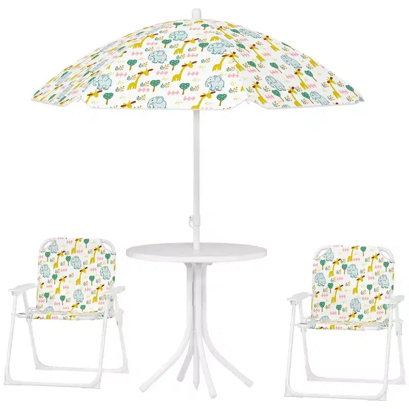 Ensemble table de pique-nique et chaises pour enfants avec parasol, 2 chaises pliantes, pour jardin et terrasse