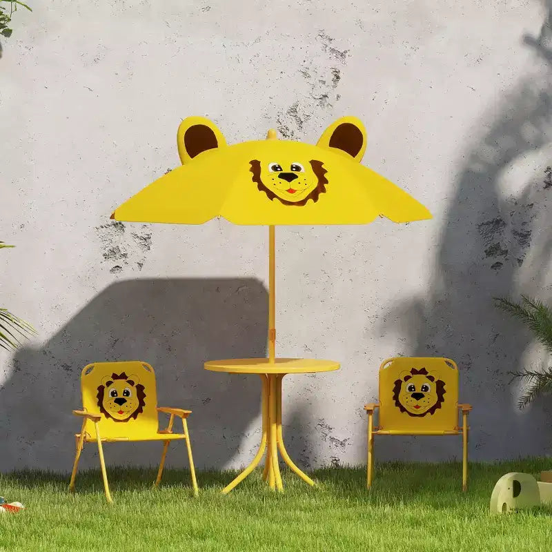 Ensemble table de pique-nique et chaises pour enfants avec parasol, 2 chaises pliantes, pour jardin et terrasse