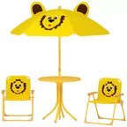 Ensemble table de pique-nique et chaises pour enfants avec parasol, 2 chaises pliantes, pour jardin et terrasse