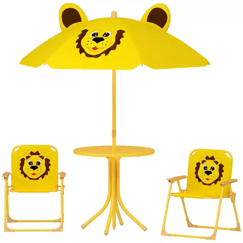Ensemble table de pique-nique et chaises pour enfants avec parasol, 2 chaises pliantes, pour jardin et terrasse