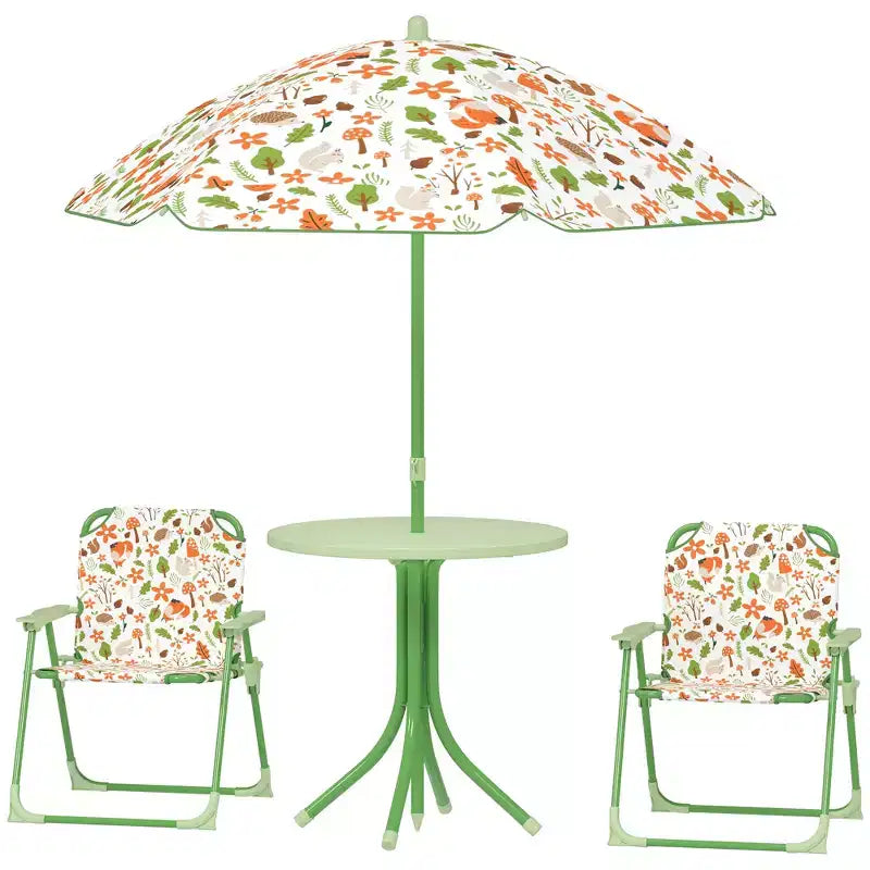Ensemble table de pique-nique et chaises pour enfants avec parasol, 2 chaises pliantes, pour jardin et terrasse