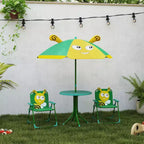 Ensemble table de pique-nique et chaises pour enfants avec parasol, 2 chaises pliantes, pour jardin et terrasse