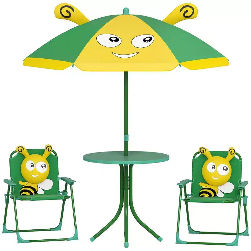 Ensemble table de pique-nique et chaises pour enfants avec parasol, 2 chaises pliantes, pour jardin et terrasse