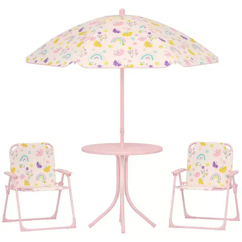 Ensemble table de pique-nique et chaises pour enfants avec parasol, 2 chaises pliantes, pour jardin et terrasse