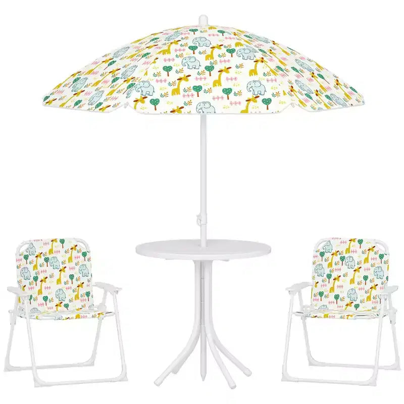 Ensemble table de pique-nique et chaises pour enfants avec parasol, 2 chaises pliantes, pour jardin et terrasse