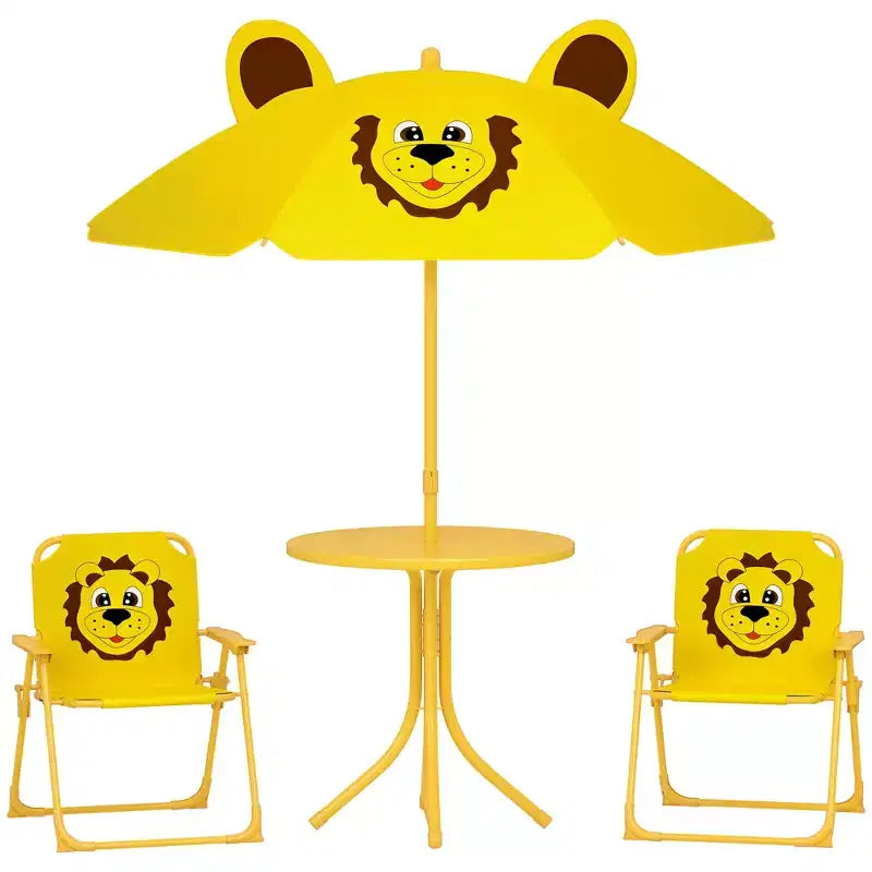 Ensemble table de pique-nique et chaises pour enfants avec parasol, 2 chaises pliantes, pour jardin et terrasse