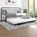 Lit de repos en métal avec lit gigogne escamotable, taille double, noir