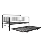 Lit de repos en métal avec lit gigogne escamotable, taille double, noir