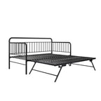 Lit de repos en métal avec lit gigogne escamotable, taille double, noir