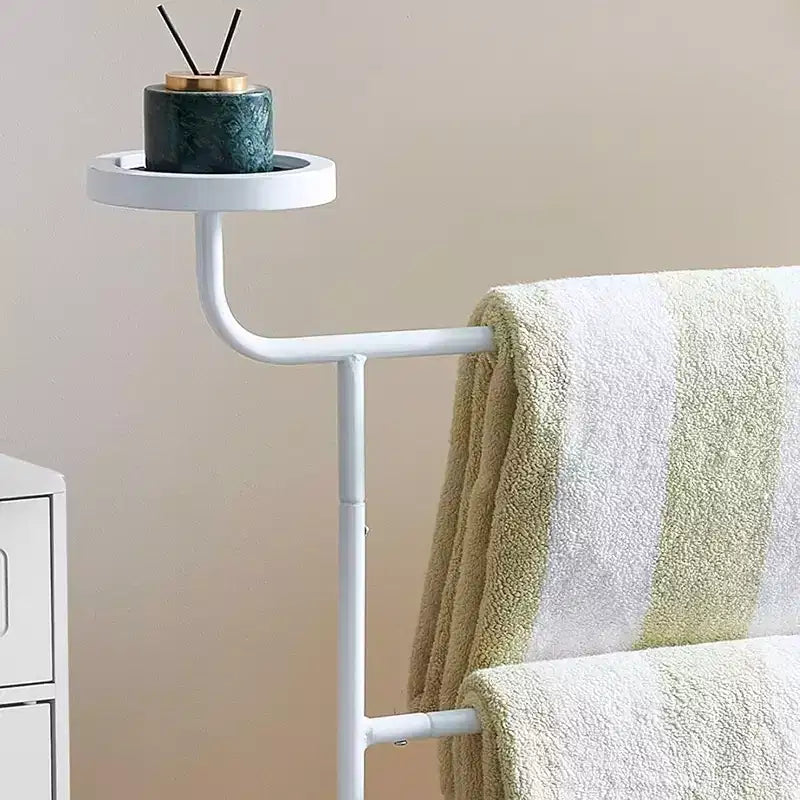 Porte-Costume Autonome avec Porte-Manteau, Plateaux de Rangement et Tiges à Cintres