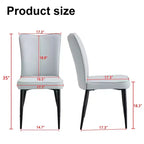 Chaises de salle à manger rembourrées, lot de 2 – Assise en similicuir, pieds en métal, gris clair