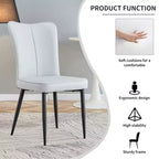 Chaises de salle à manger rembourrées, lot de 2 – Assise en similicuir, pieds en métal, gris clair