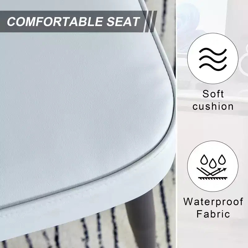 Chaises de salle à manger rembourrées, lot de 2 – Assise en similicuir, pieds en métal, gris clair