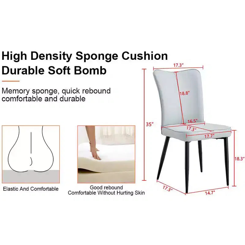 Chaises de salle à manger rembourrées, lot de 2 – Assise en similicuir, pieds en métal, gris clair
