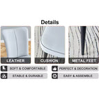 Chaises de salle à manger rembourrées, lot de 2 – Assise en similicuir, pieds en métal, gris clair