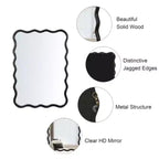 Miroir mural rectangulaire ondulé 40 x 28, Noir