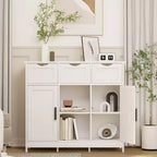 MAYEERTY Storage Cabinets with Drawers and Shelves Accent Cabinets for Living Room White
