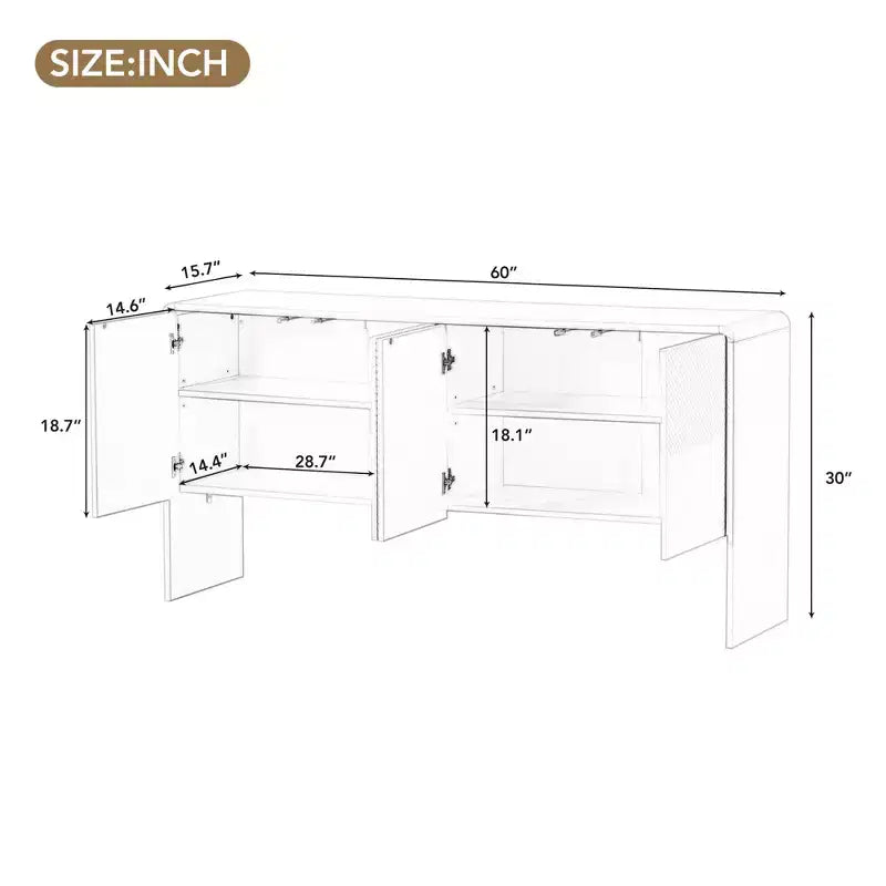 Meuble de rangement avec tiroirs et étagères pour salon – Blanc