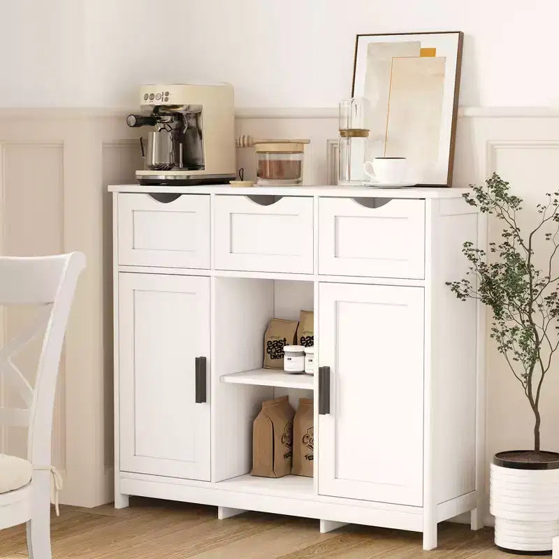 Meuble de rangement avec tiroirs et étagères pour salon – Blanc