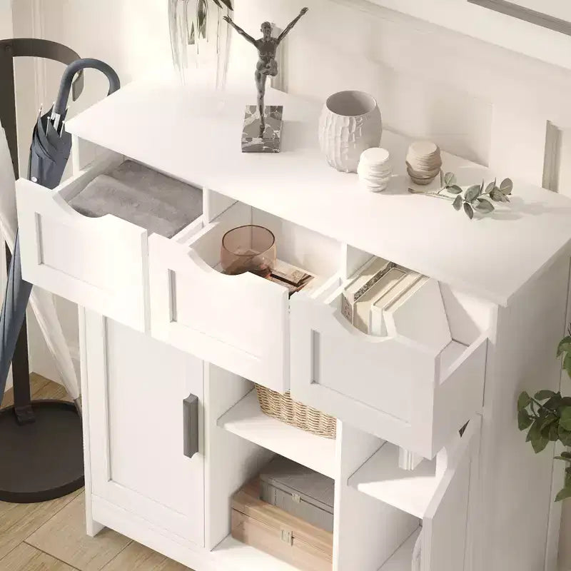 Meuble de rangement avec tiroirs et étagères pour salon – Blanc