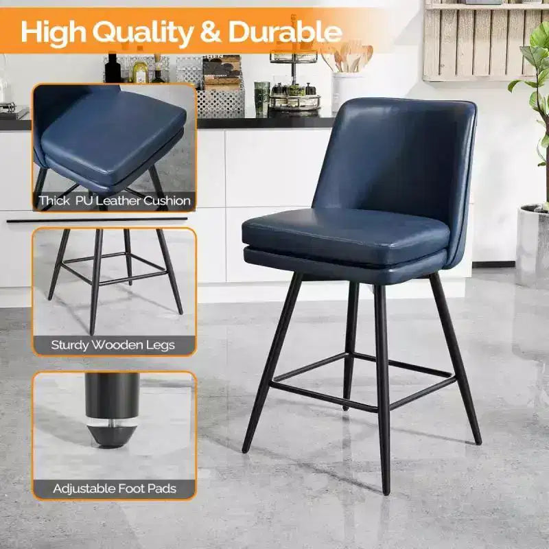 Tabouret de bar en similicuir avec pivotement à 360°